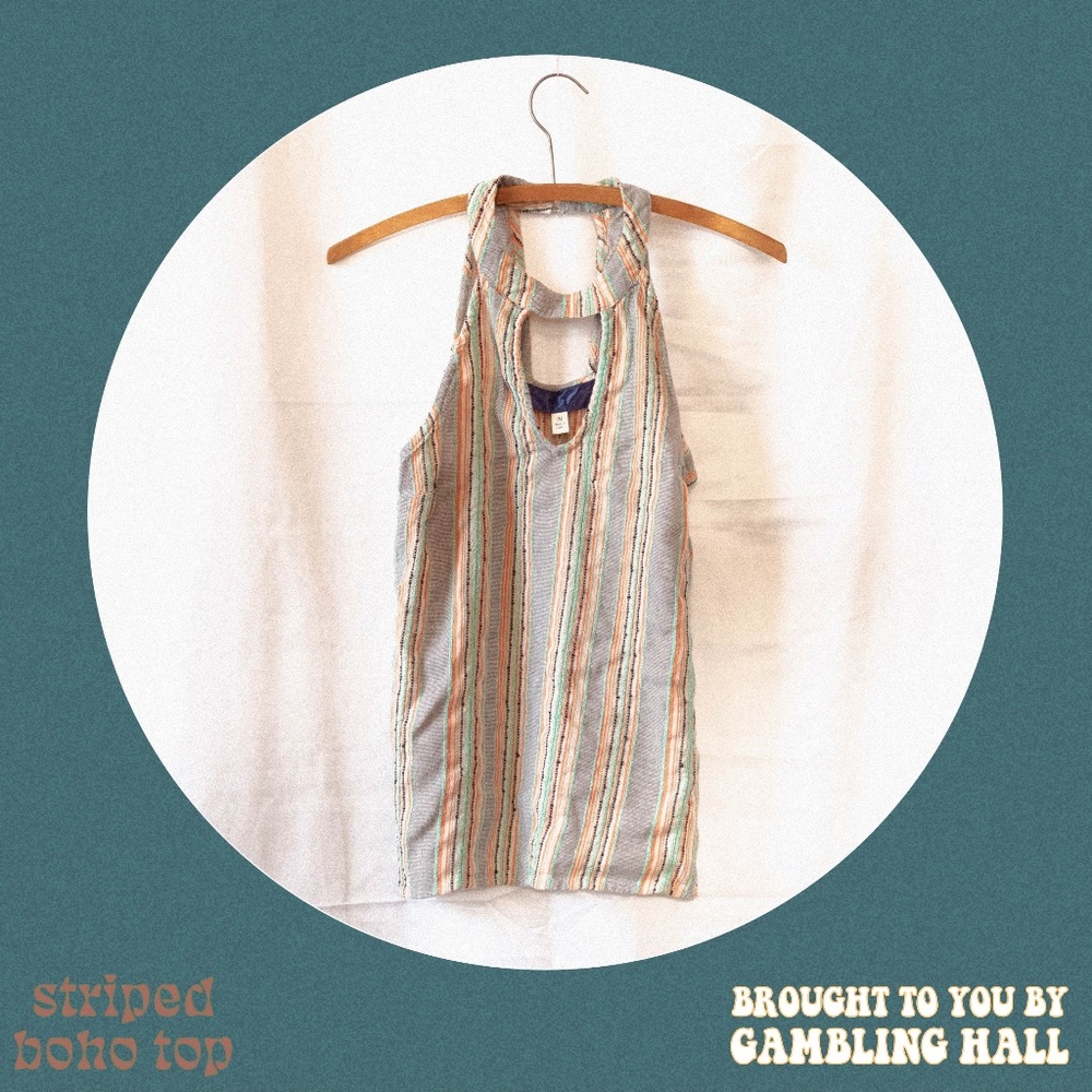 striped boho keyhole neckline top